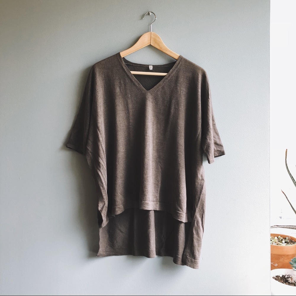 MUJI drapey linen v-neck shirt